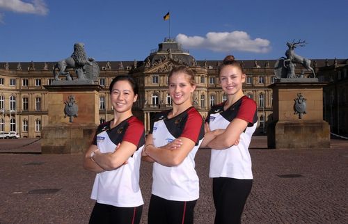 Das schwäbische Turntrio (von links): Kim Bui, Elisabeth Seitz und Emelie Petz. | Foto: Pressefoto Baumann Olympische Spiele | DTB benennt Turn-Team