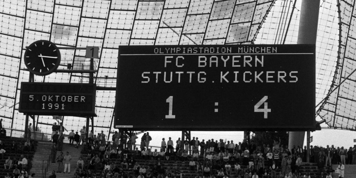 Im Oktober 1991 gewannen die Stuttgarter Kickers mit 4:1 bei Bayern München. | Foto: Pressefoto Baumann