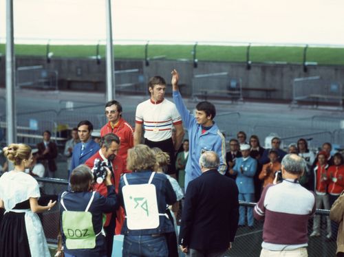 Hans Lutz (rechts) gewann 1972 in der Einer-Verfolgung Bronze. | Foto: Pressefoto Baumann ZEITREISE | Spiele mit großer Nachwirkung