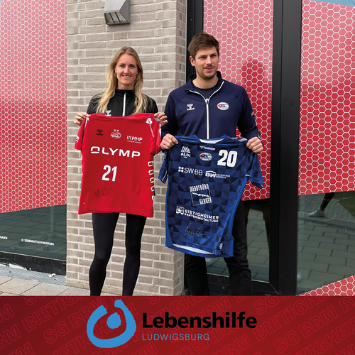 Kelly Dulfer und Paco Barthe. | Foto: SG BBM Bietigheim Welt-Down-Syndrom-Tag | SG-Teams engagieren sich